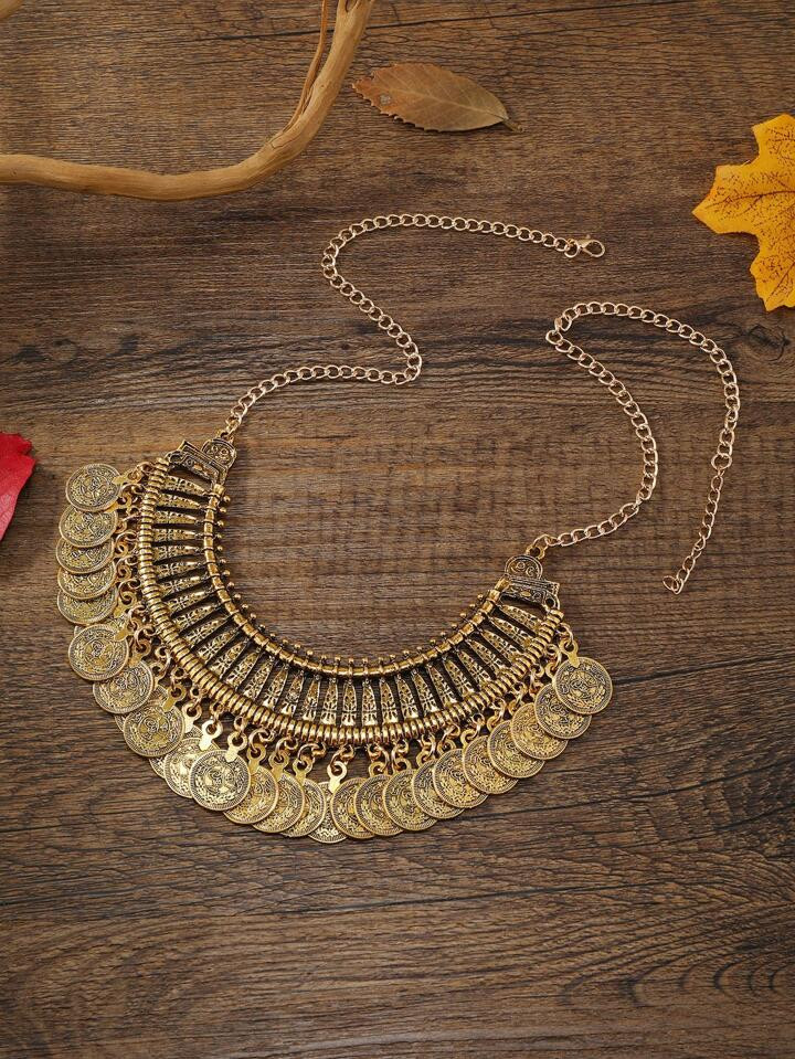 1pc Exquisite Round Tassel Bib Necklace For Women For Summer Vacation Travel Beach Party | SHEIN