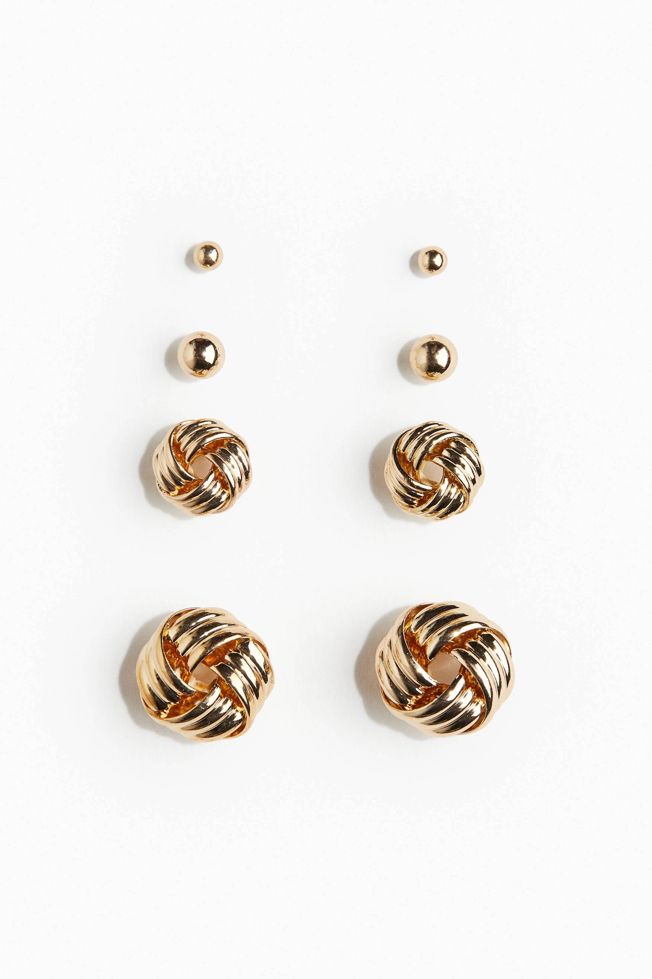 4 pairs stud earrings - Gold-coloured - Ladies | H&M GB | H&M (UK, MY, IN, SG, PH, TW, HK)