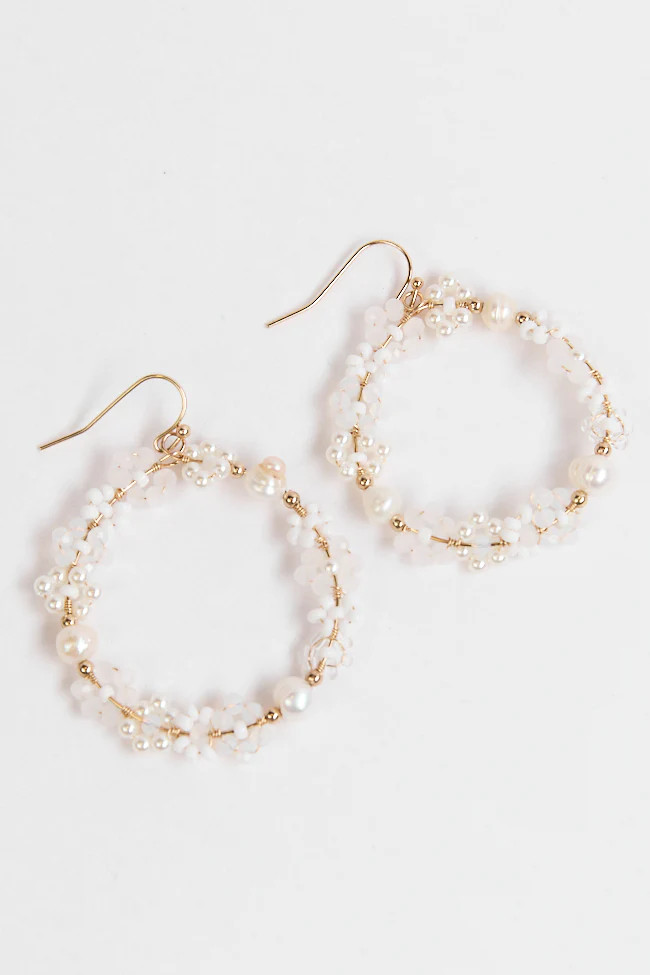 White Daisy Hoop Earrings SALE | Pink Lily