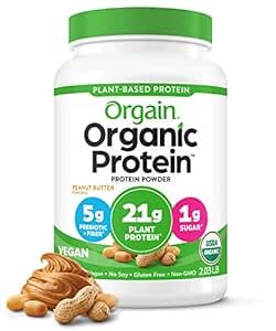 Orgain Organic Vegan Protein Powder, Peanut Butter - 21g of Plant Based Protein, Low Net Carbs, N... | Amazon (US)