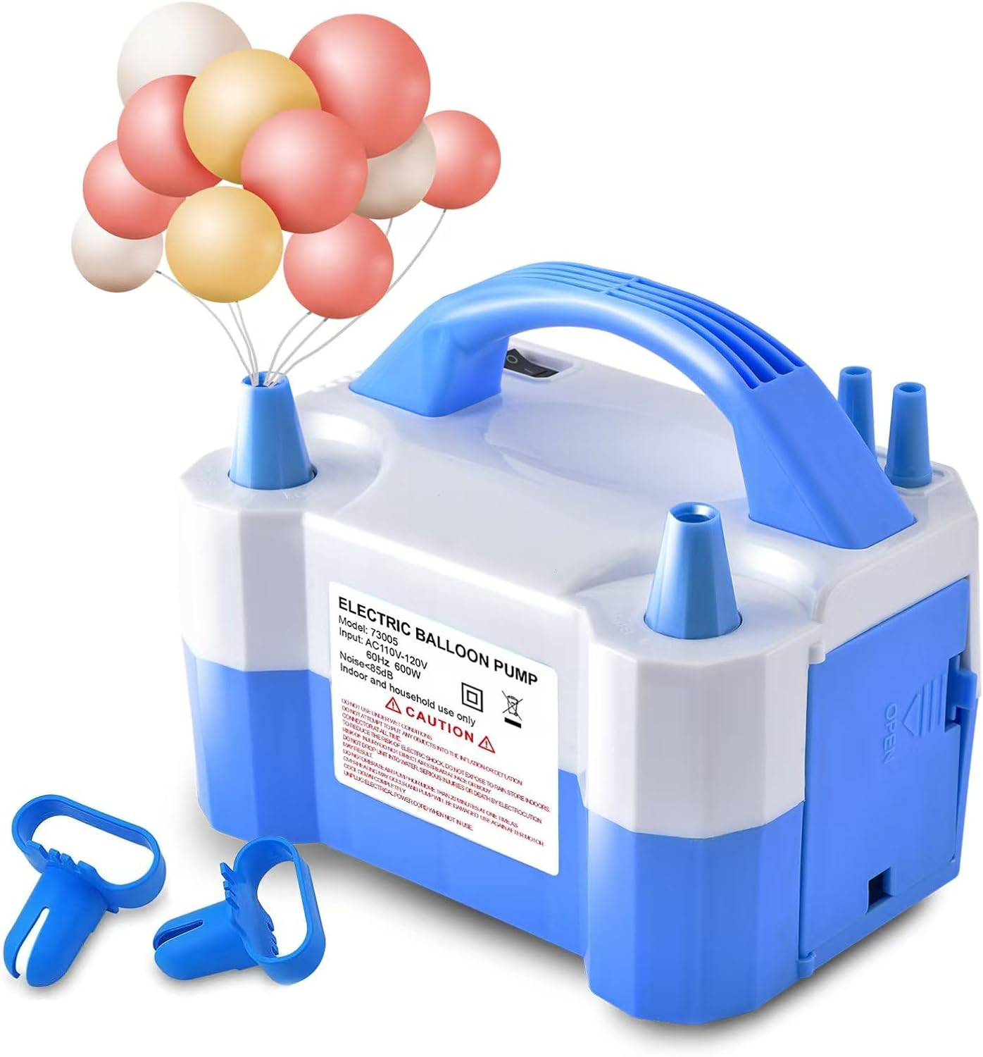 YIKEDA Electric Air Balloon Pump, Portable Dual Nozzle Electric Balloon Inflator/Blower for Party Decoration,Used to Quickly Fill Balloons - 110V 600W [Blue] | Amazon (US)