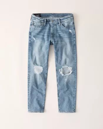 Abercrombie & Fitch Mens Ripped Skinny Crop Jeans in Light Ripped Wash - Size 28 X 30 | Abercrombie & Fitch US & UK