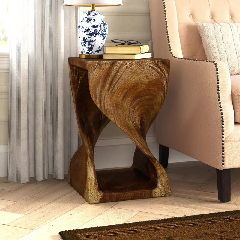 Como 23'' Tall Solid Wood Abstract End Table | Wayfair North America