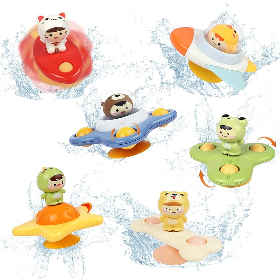 6PCS Suction Cup Spinner Toys,Baby Bath Toys,Sensory Toys for 1-3 Year Old Boy Girl,Baby Essentia... | Amazon (US)