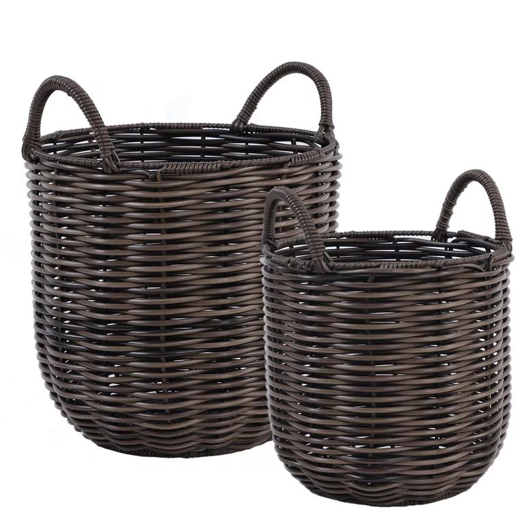 Better Homes and Gardens Wister 12 and 15 IN Rattan Planter Set - Walmart.com | Walmart (US)