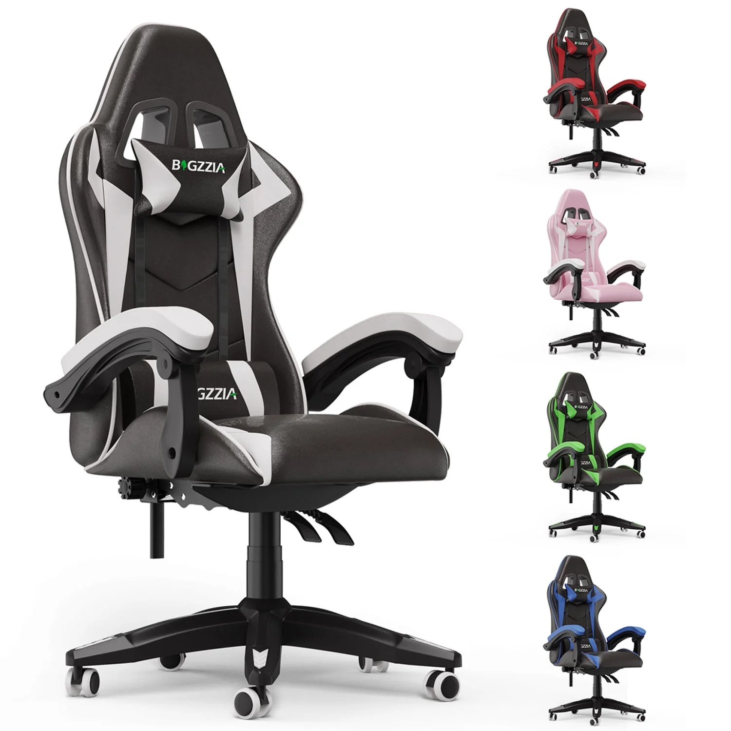 Bigzzia Gaming Chair Office Chair, Ergonomic Game Chair with Height Adjustable Headrest and Lumba... | Walmart (US)