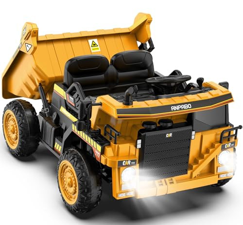 ANPABO Ride on Dump Truck, 12V Ride on Car with Remote Control, Electric Dump Bed and Extra Shovel, Ride on Construction Vehicle with Music Player, Key Start for Safety, Ideal Gift for Kids | Amazon (US)