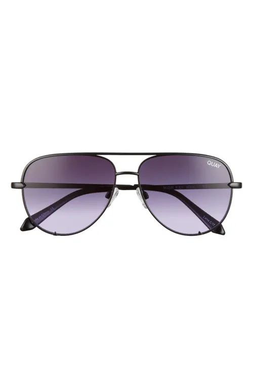 Quay Australia x Paris High Key Mini 60mm Aviator Sunglasses in Black /Black Purple Fade at Nordstro | Nordstrom