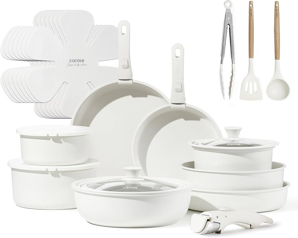 CAROTE 25pcs Detachable Handle Pots and Pans Set, Nonstick Cookware Set, Removable Handle Pots an... | Amazon (US)