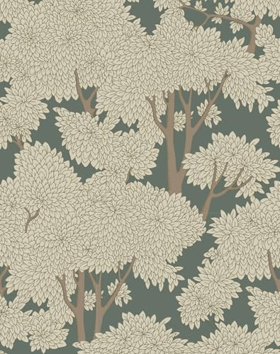 HomKihapai Tree Wallpaper Peel and Stick Wallpaper Forest Wallpaper Jungle Wallpaper Green Wallpaper Waterproof Wallpaper for Bathroom Mural Wallpaper Self Stick Wallpaper (Sage, 17.7in x 16.4ft) | Amazon (US)