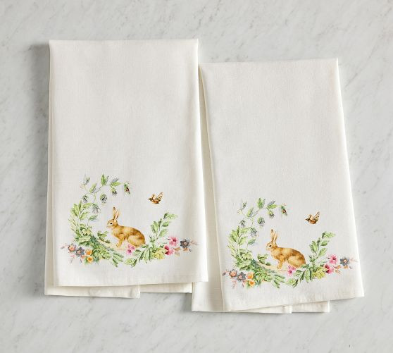 Botanical Bunny Cotton Tea Towels - Set of 2 | Pottery Barn (US)