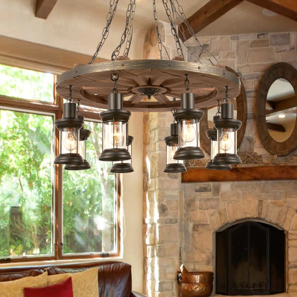 Lencautan 8 - Light Dimmable Wagon Wheel Chandelier | Wayfair North America