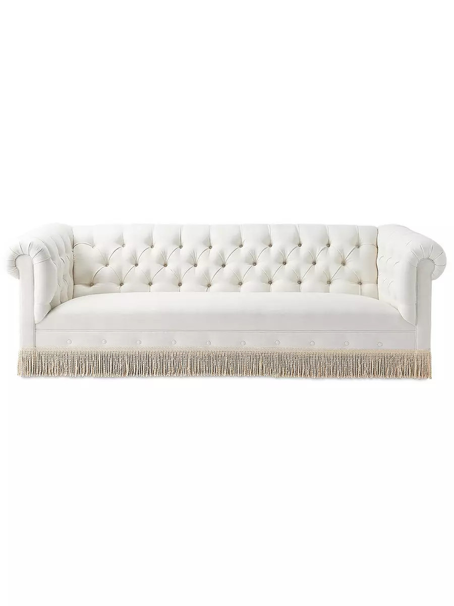Chatham Sofa - Perennials Sea Salt Basketweave with Fringe | Serena and Lily