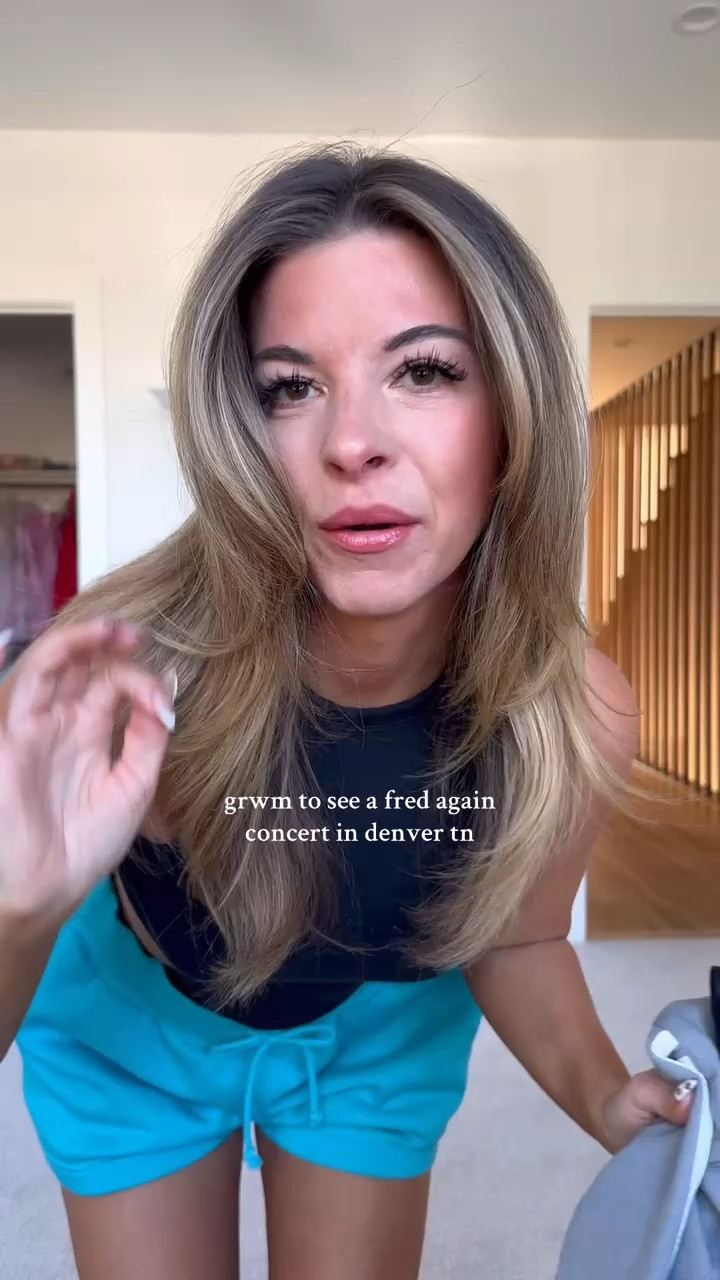 Concert outfit black lace tank with wide leg pants fall concert outfit 

Wearing my usual small sized up to a medium in the blue shorts 

Dibs code: emerson [unbothered bronze & Strawberry summer]

#LTKStyleTip #LTKParties #LTKSeasonal