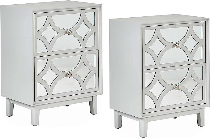 COZAYH Modern Contemporary Nightstand, 2-Drawer Front Mirror Nightstand, for Small Spaces, Bedroo... | Amazon (US)