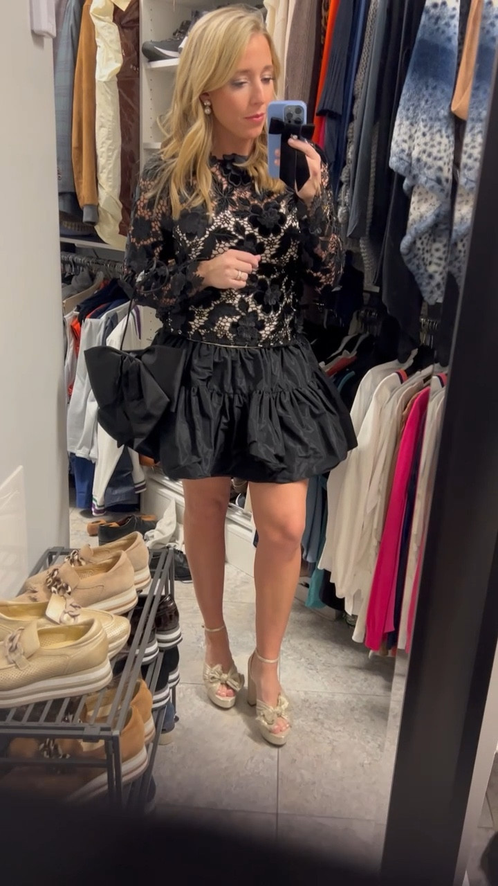 Holiday cocktail outfit. This dress is perfect for semi formal winter gala, holiday parties, events, wedding guest, or Christmas party! I love this whole Born on Fifth collection! Congrats to Emily Hertz 🖤

#LTKHoliday #LTKshoecrush #LTKwedding