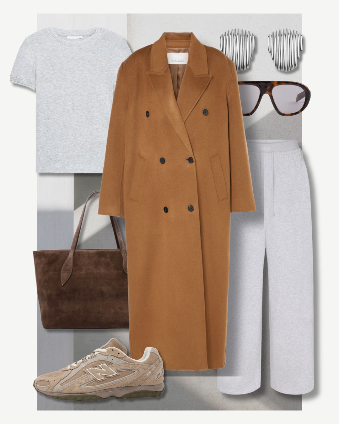 Spring outfit transitional

The Frankie shop camel coat
Skims grey joggers
Zara baby tee 
New balance 240l mushroom (back in stock!) 
LIFFNER brown suede tote bag
Neima Row silver statement earrings
Prada aviator glasses 



#LTKshoes #LTKuk #LTKspring