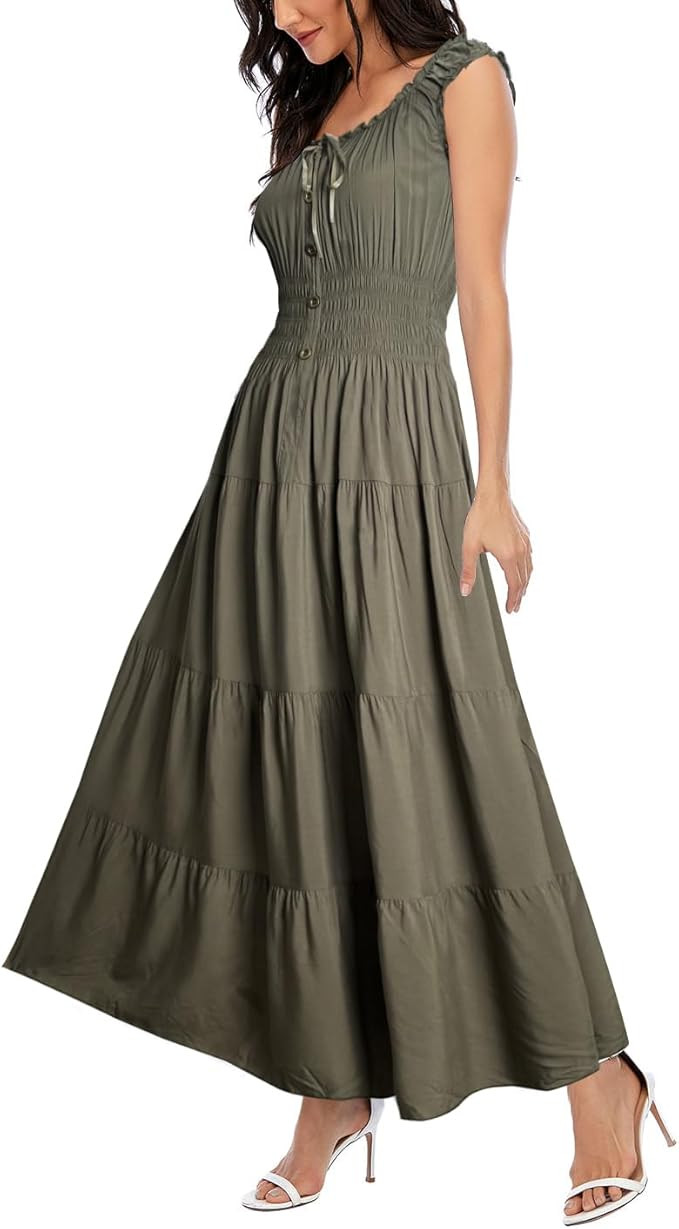 OSTOO Women's 2026 Summer Boho Floral Print Tiered Casual Flowy Long Maxi Dress | Amazon (US)