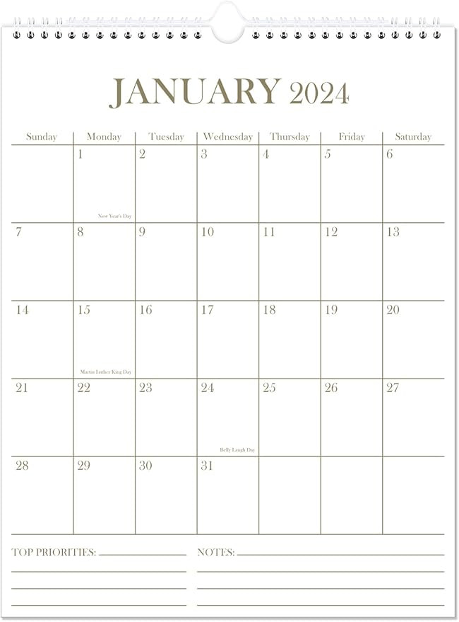 2024 Wall Calendar - 12 Months Calendar from January 2024 to December 2024, Calendar 2024 with Th... | Amazon (US)