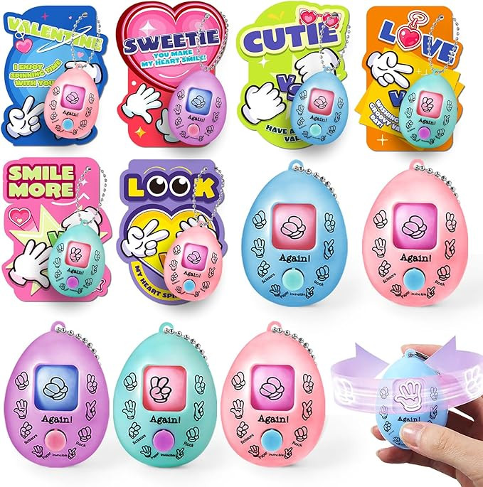 Valentines Day Cards for Kids School - 24 Pack Rock Paper Scissors Keychain Party Favors Bulk Toy... | Amazon (US)