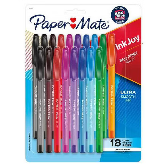 18pk Ballpoint Pens Capped InkJoy 100ST 1.0mm Multicolored - PaperMate | Target