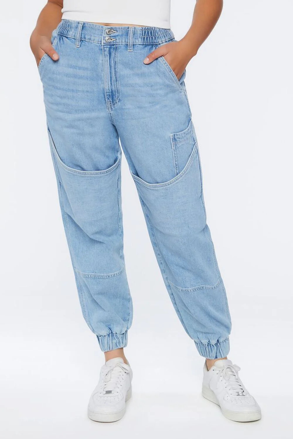 Recycled Cotton High-Rise Denim Joggers | Forever 21 (US)
