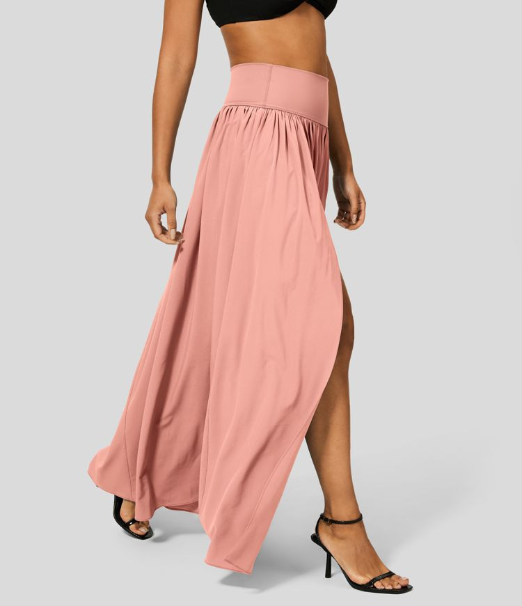 Women’s Breezeful™ High Waisted Plicated Split 2-in-1 Flowy Quick Dry Maxi Casual Skirt - Hal... | HALARA