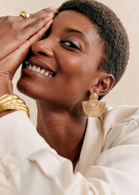 Meika Earrings - Gold - Brass - Sézane | Sezane Paris