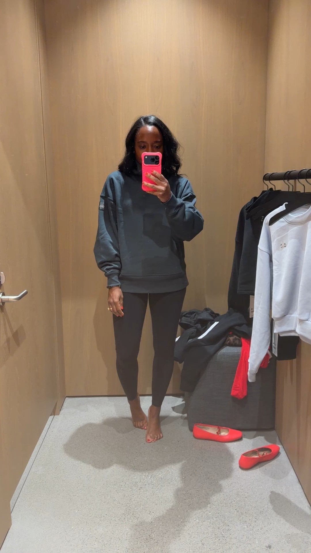 Alo yoga, mock neck, sweatshirt, leggings . Theodore workout outfits, walking outfits, fitness outfits, 

#LTKActive #LTKmorningroutine #LTKfitnessgoals