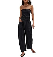LAMISSCHE Womens Casual Strapless Jumpsuits off the Shoulder Summer Rompers Sleeveless One Piece ... | Amazon (US)
