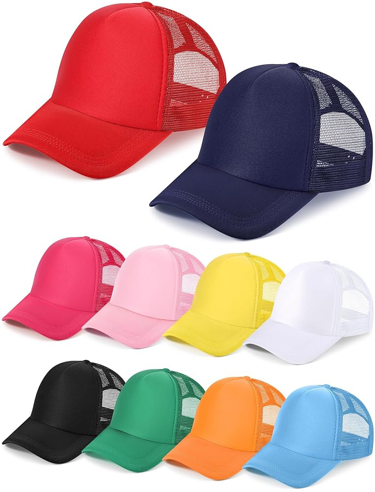 10 Pcs Sublimation Blank Trucker Hats Bulk Mesh Baseball Cap Polyester Mesh Trucker Hat for Men a... | Amazon (US)