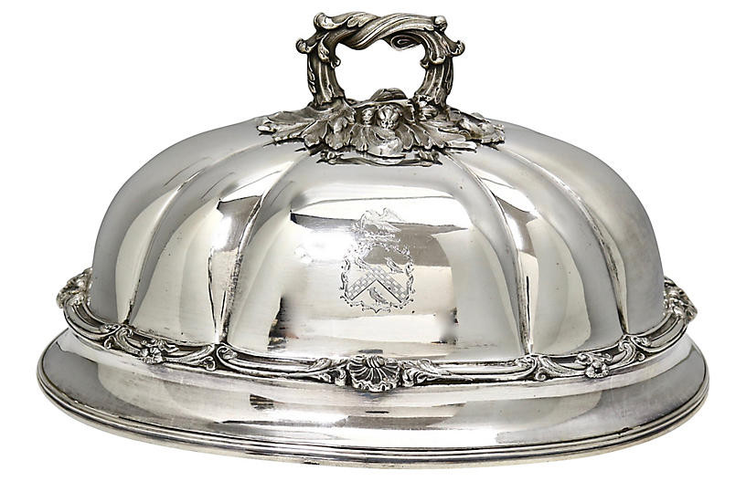 English Silver-Plate Food Dome w/ Crest | One Kings Lane