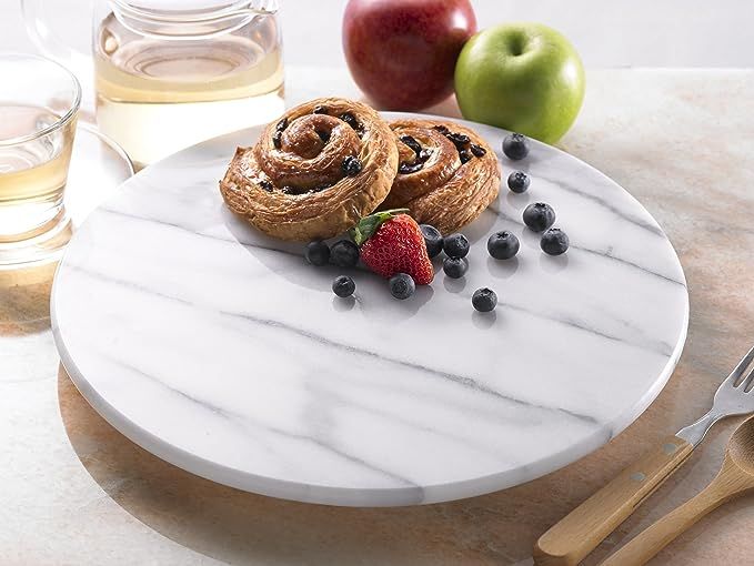 Creative Home Natural Marble Lazy Susan Rotating Serving Plate, 12" Diam, Off-White (patterns may... | Amazon (US)
