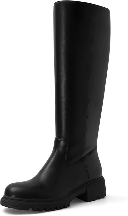 Knee High Boots for Women Round Toe Riding Boots Fashion Chunky Heel Platform Long Booties with S... | Amazon (US)
