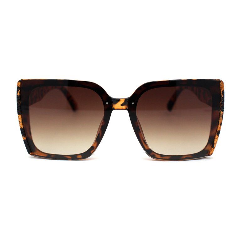 Womens 90s Designer Rectangle Butterfly Inset Lens Diva Sunglasses Tortoise Brown | Walmart (US)