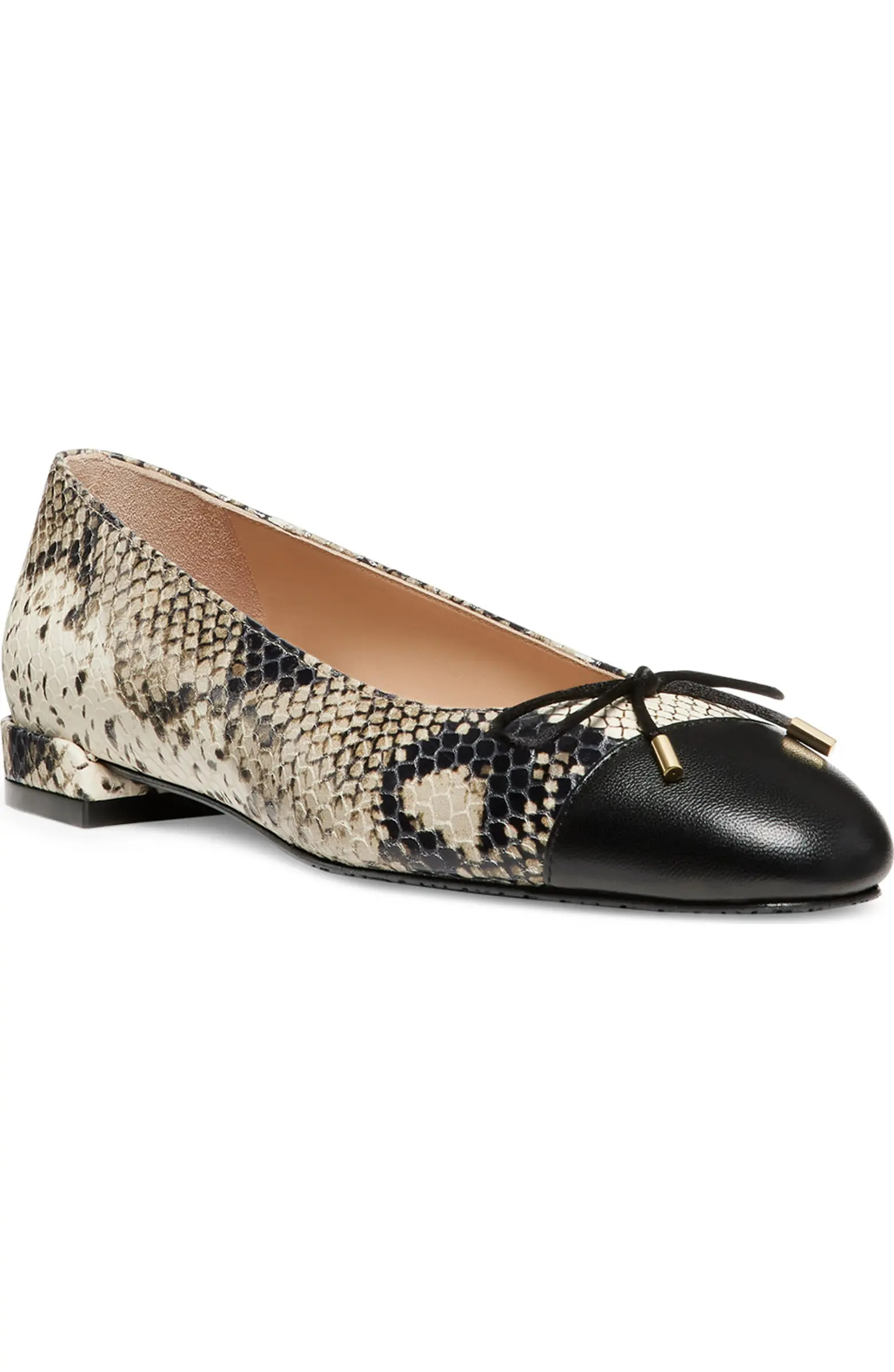 Stuart Weitzman Sleek Cap Toe Bow Flat (Women) | Nordstrom | Nordstrom
