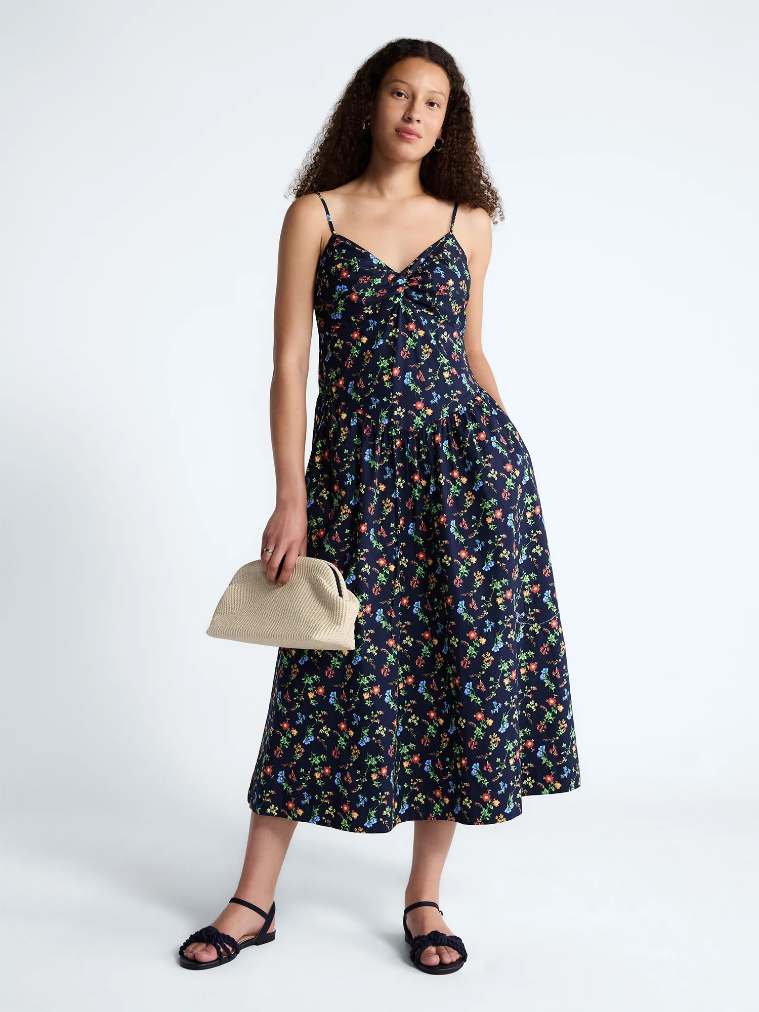 Free Assembly Women's Twist Front Sleeveless Maxi Dress with Drop Waist, Sizes XS-XXL | Walmart (US)