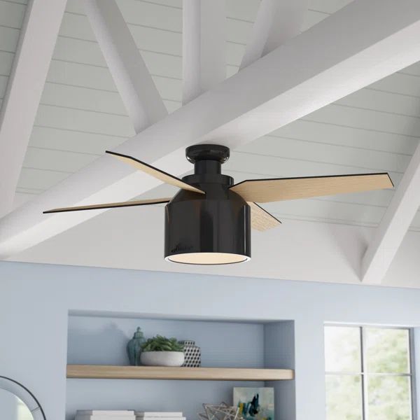52" Cranbrook 4 - Blade LED Flush Mount Ceiling Fan with Remote Control and Light Kit Included | Wayfair North America
