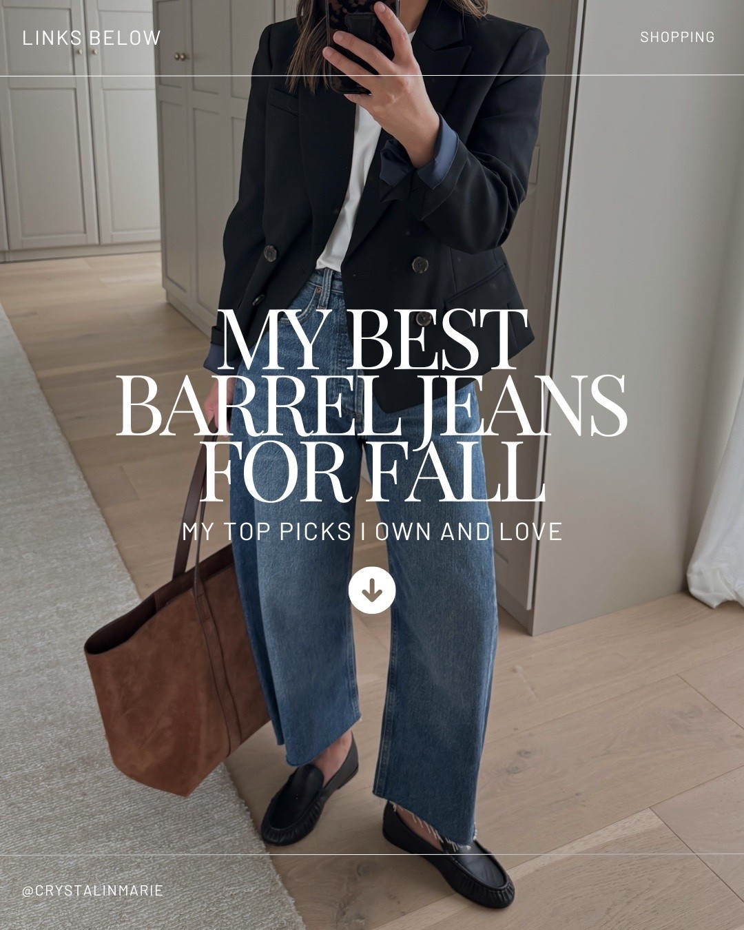 My best barrel jeans for fall - I wear barrel jeans nearly every day and have been wearing them for 4 years, so I know my barrel jeans. 

Breakdown of each style:

Citizens of Humanity Miro Benson I have the petite 25 and regular 25 - a little darker than Pacifica. Has stretch. Rise is taller in the regular which is what I need. 

Citizens of Humanity Miro Pacifica 25 cut hems - incredible wash. Best for year-round wear. Super comfy, slight barrel.

AGOLDE Luna Split 25 cut hems - incredible dark wash. Large exaggerated barrel. 

1961 Billie Barrels navy 25 - Ever so light barrel. So flattering. petite-friendly!

Le Jean Utility Barrels 25 - Petite-friendly. so flattering. Love this color and material

Madewell Darted barrel jeans Black 25 - Mid Rise. Rise is too short for me so only works if you're mid-rise. Slight barrel and just very easy to wear. 

Madewell darted barrel jeans Solstice Wash  25 - Mid Rise. Rise is too short for me so only works if you're mid-rise. Slight barrel and just very easy to wear. 

J.Crew Zoe Barrel jeans Donovan wash Petite 25 - no-fade dark wash. Great for fall. Mid-rise girlies only. Stunning barrel leg. Petite hits right at my ankle. 

Pistola Cargo barrels Petite 25  - Brown and black run small. run roomy, but I like these in my bigger size to give that effortless, not-tight look.

#LTKmomlife #LTKOver40 #LTKPetite