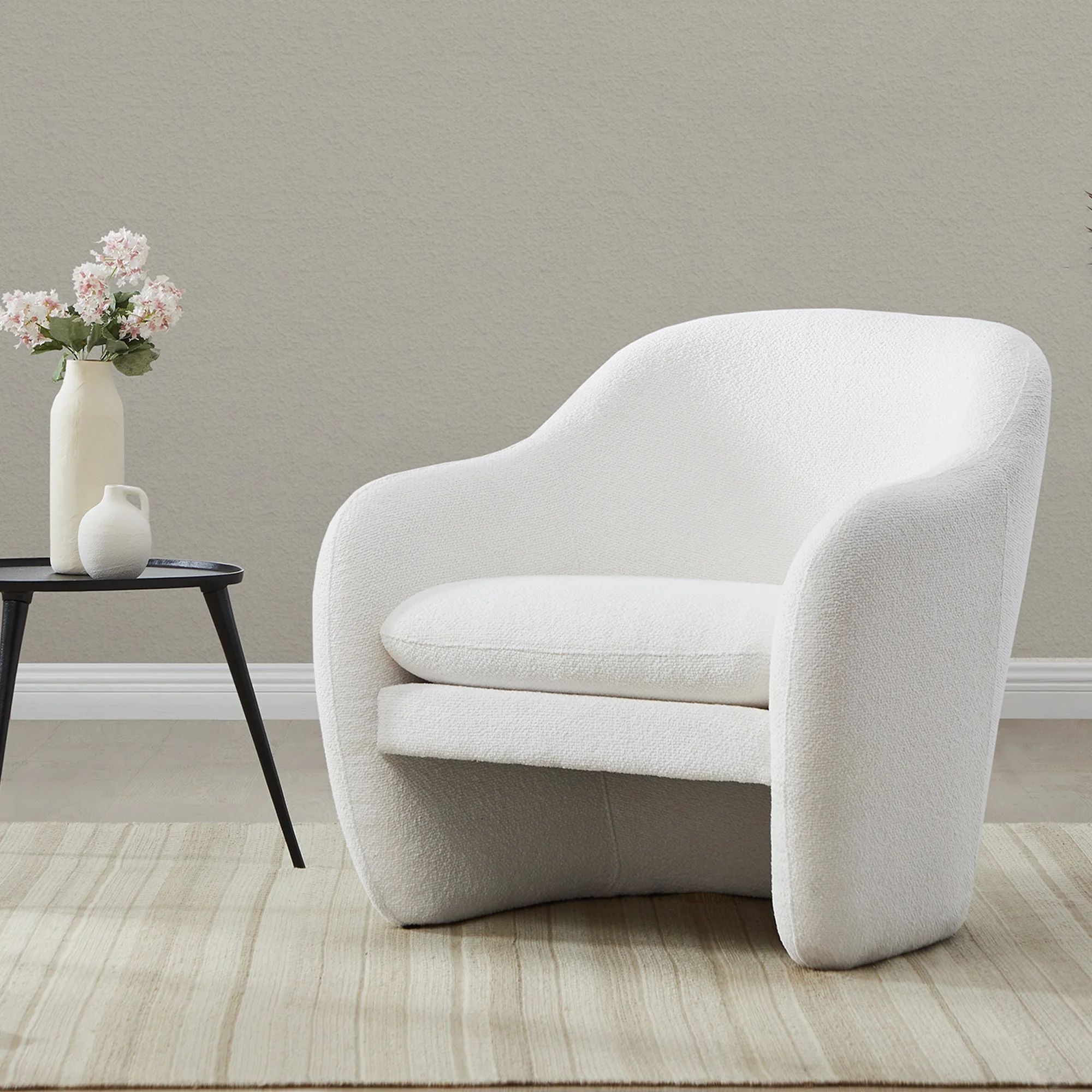 CHITA Modern Accent Chair, Boucle Arm Chair Lounge Chair for Living Room Bedroom, White - Walmart... | Walmart (US)