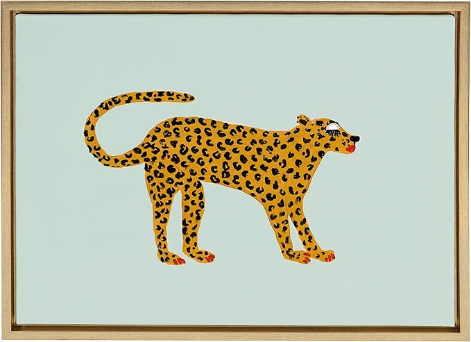 Kate and Laurel Sylvie Glam Cat Framed Canvas Wall Art by Bouffants and Broken Hearts, 18x24 Gold... | Amazon (US)