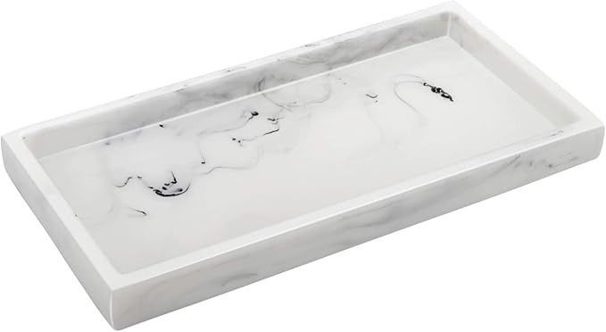 Emibele Resin Vanity Tray, Mini Bathroom Countertop Tray Kitchen Tray Dresser Tray Jewelry Ring D... | Amazon (US)