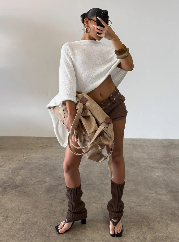 Rouse Off Shoulder Knit Poncho White | Princess Polly US