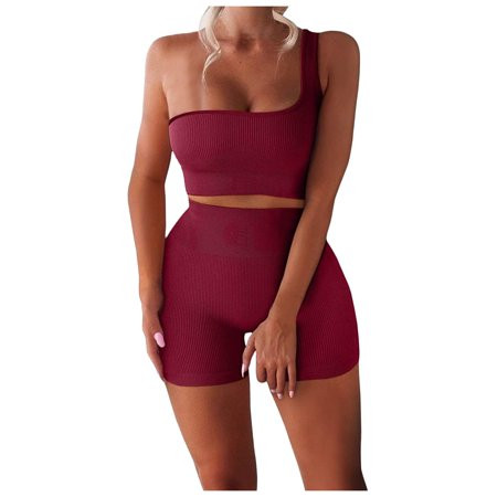 MIARHB women shirts no boundaries Fashion Women Two-Piece One Shoulder High-Waisted Sports Shorts Wo | Walmart (US)