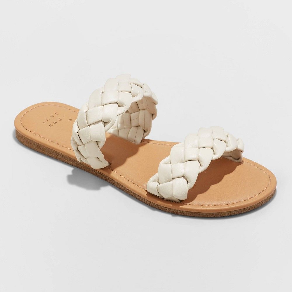 Women's Lucy Braided Slide Sandals - A New Day Off-White 6 | Target