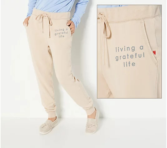 Peace Love World Petite French Terry & Waffle Knit Sweatpants - QVC.com | QVC