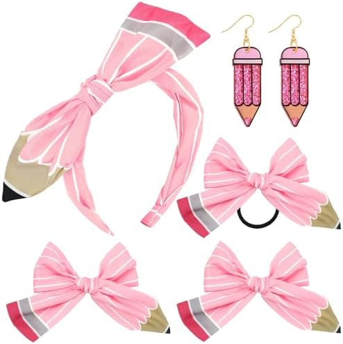 JANYUN 5 Pcs Back to School Pencil Hair Bows Headband Accessories Set | Amazon (US)