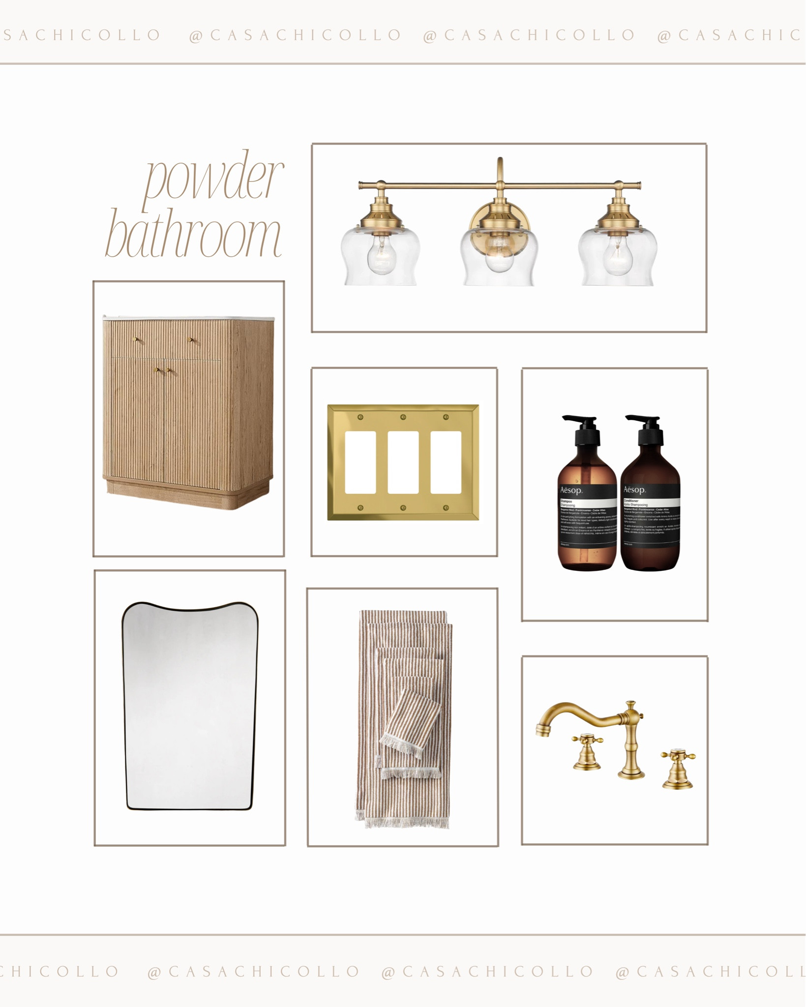 Designing our powder bathroom around warm brass, soft oak tones, and the kind of details that make a small space feel collected instead of overly styled. The unlacquered brass, striped textiles, vintage-inspired lighting, and sculptural mirror all bring that moody, lived-in feel I’m always drawn to. Slowly turning this little room into one of my favorite spaces in the house.

#powderbathroom #bathroomdesign #moodyinteriors #neutralhome #vintagestyle

powder bathroom, bathroom mood board, warm neutral home, brass fixtures, unlacquered brass, vintage inspired interiors, oak vanity, moody bathroom, home renovation, interior styling, curated home, timeless interiors, neutral aesthetic, modern vintage, bathroom inspiration

#LTKHome