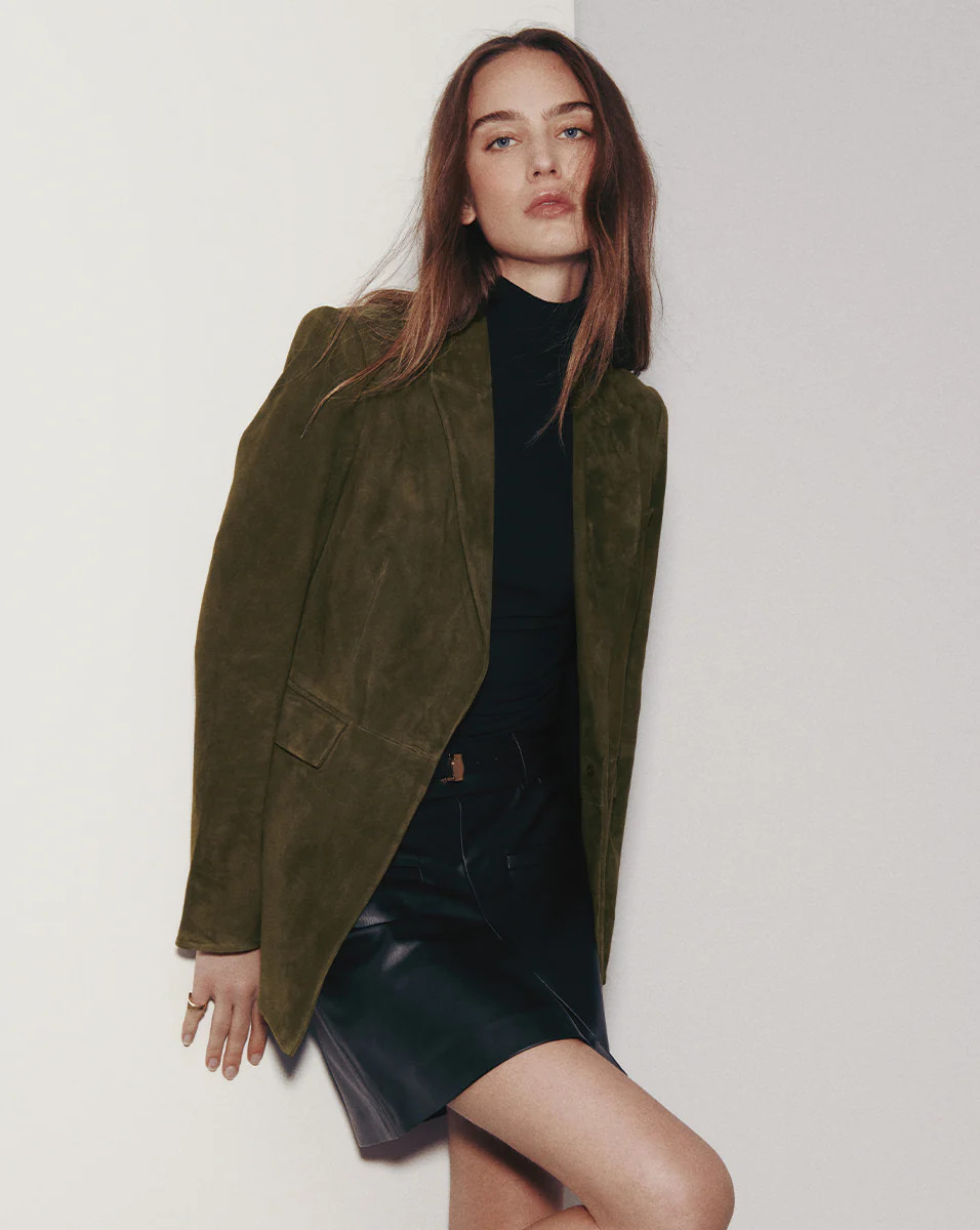 Veronica Beard Duane Suede Dickey Jacket Cypress | Veronica Beard