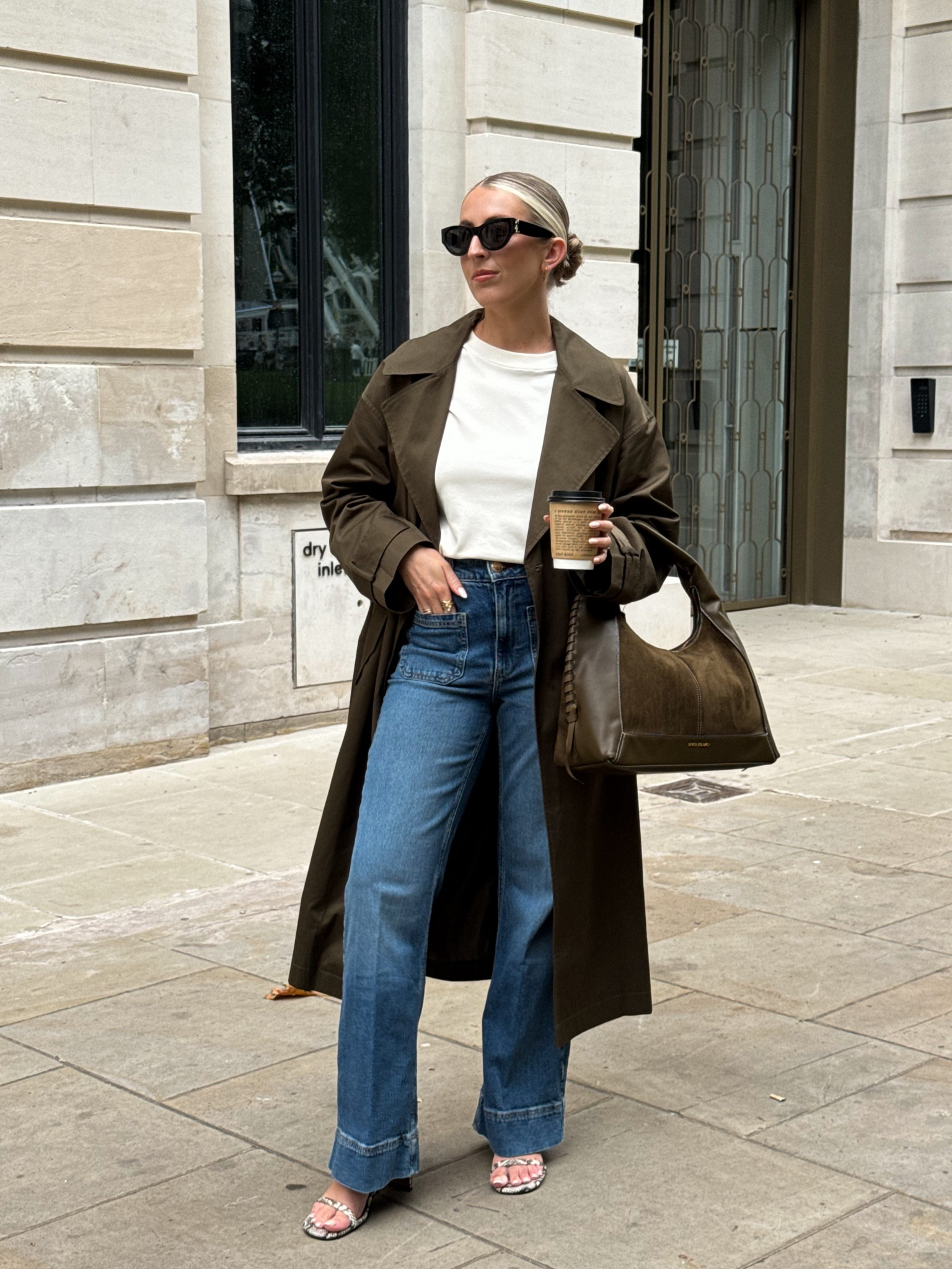 Autumn outfit, Transitional outfit idea, Casual style, River Island outfit inspiration, Trench coat, High waisted jeans, Heel mule, Tote bag, High street style 

#LTKuk #LTKstyletip #FashionMonth